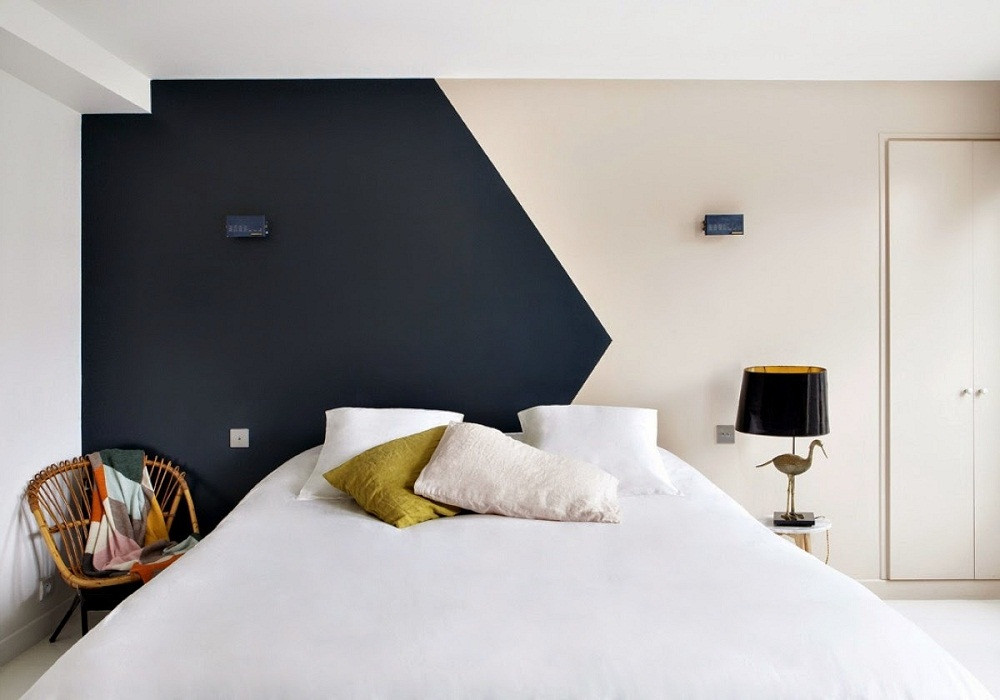 phong cách phòng ngủ với tường sơn một nửa
